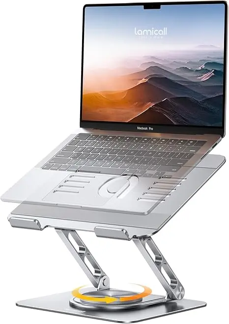 nachhaltige Laptopständer im Test: Das 360 Grad drehbare Aluminium-Modell von Lamicall aus recyceltem Material.