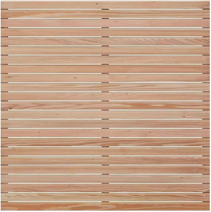 nachhaltige Sichtschutzwände im Test: Die Mega Holz Rhombus-Sichtschutzwand Lärche aus naturbelassenem Holz.