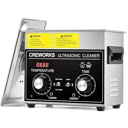 nachhaltige Ultraschallreiniger im Vergleich: Das CREWORKS 3,2 Liter Modell aus Edelstahl 304 mit robusten Drehknöpfen.