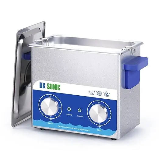 nachhaltige Ultraschallreiniger im Test: Der DK SONIC 3L aus massivem Edelstahl bei der Schmuckreinigung.