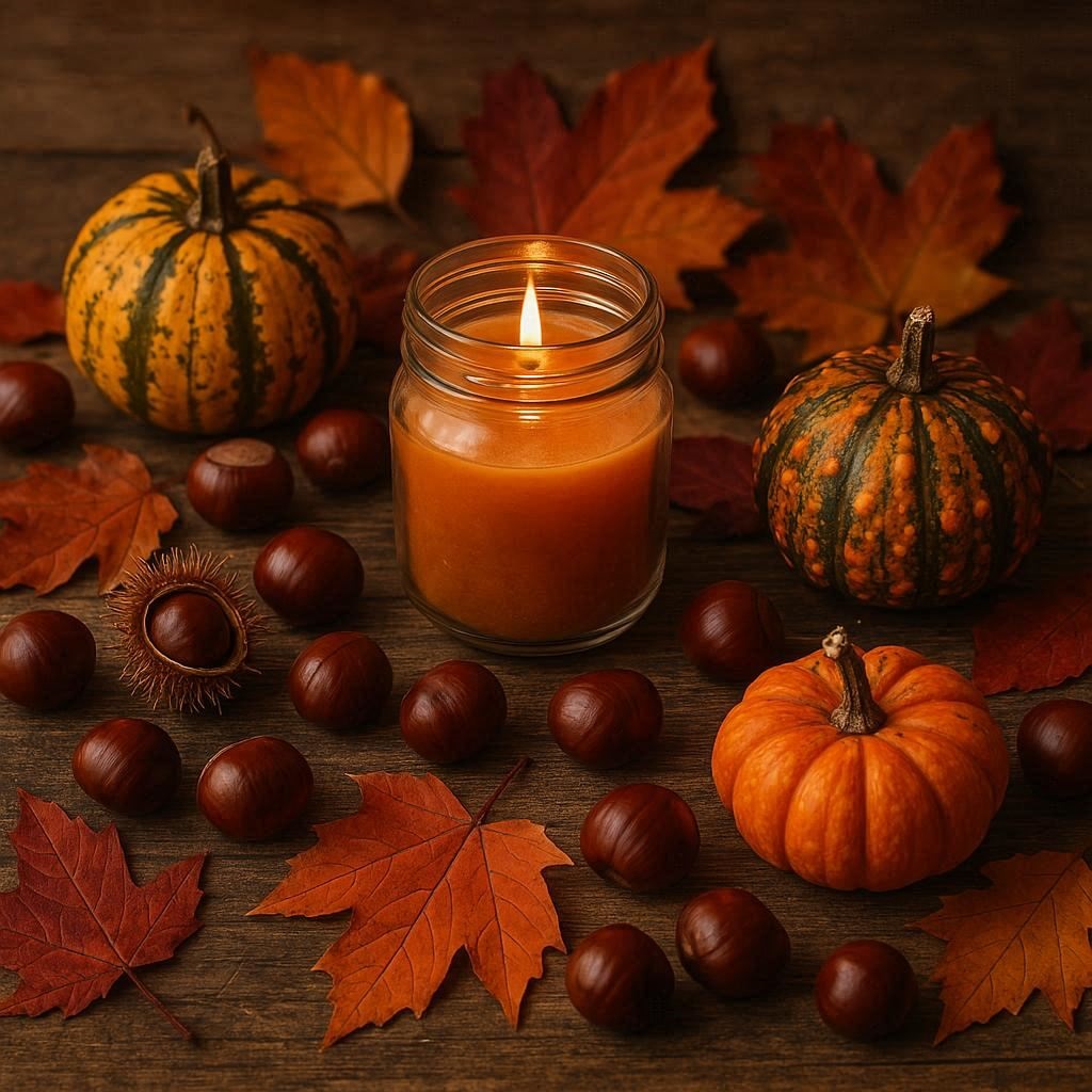 Verschiedene Naturmaterialien für nachhaltige Herbstdeko auf einem Tisch.