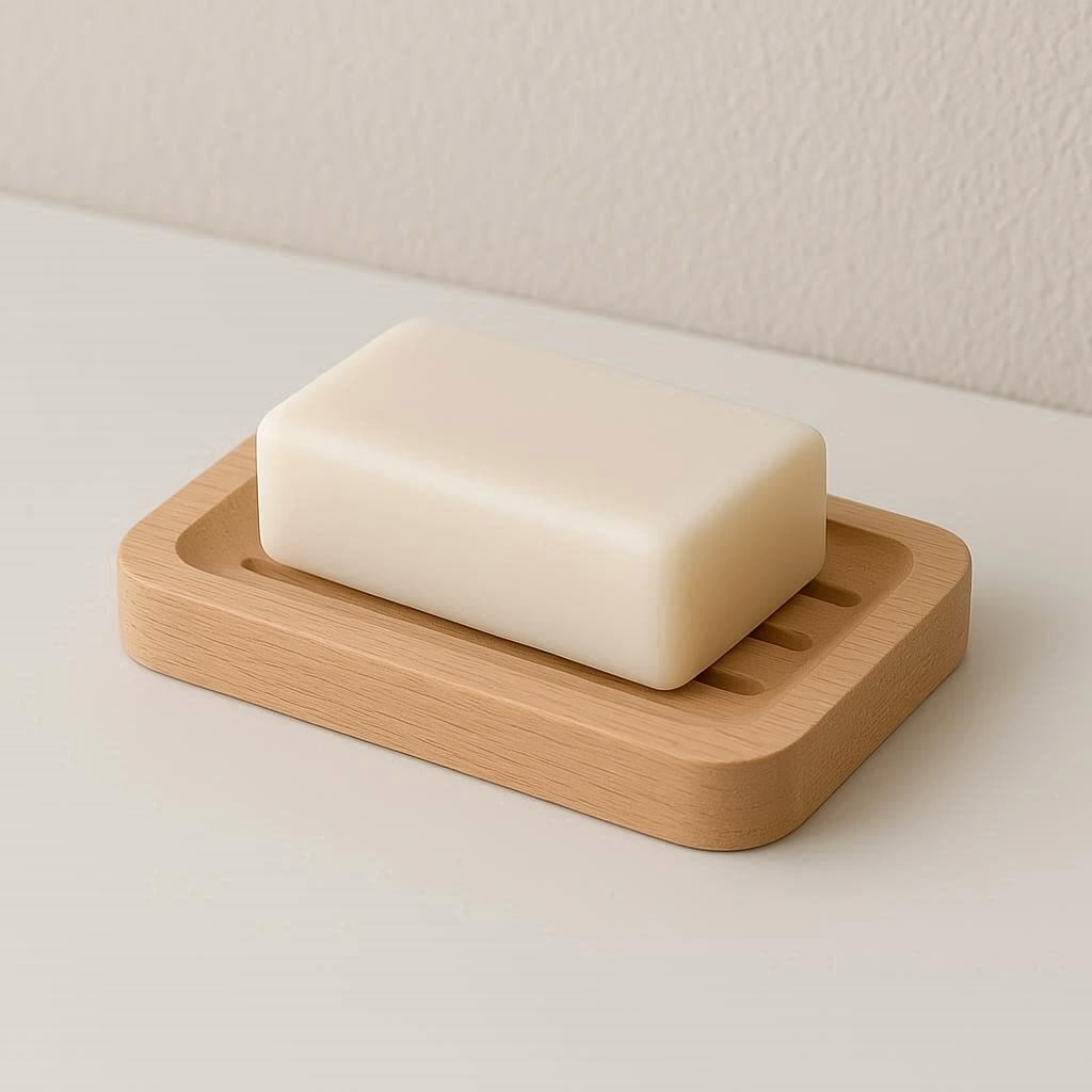 Fünf Modelle nachhaltige Seifenschale aus Holz und Diatomeenerde