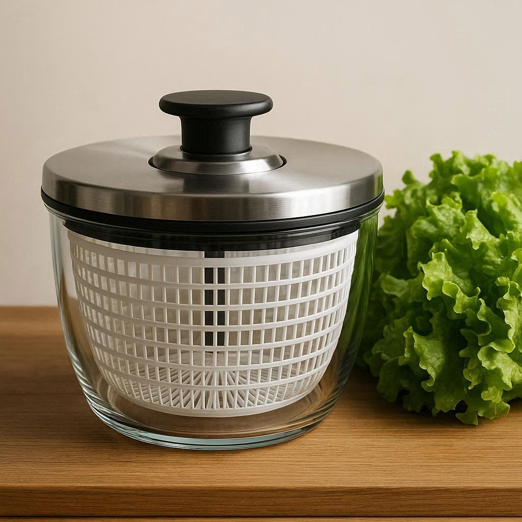 Nachhaltige Salatschleudern im Vergleich: Die besten Modelle mit Glasschüssel und langlebigem Edelstahl-Mechanismus.