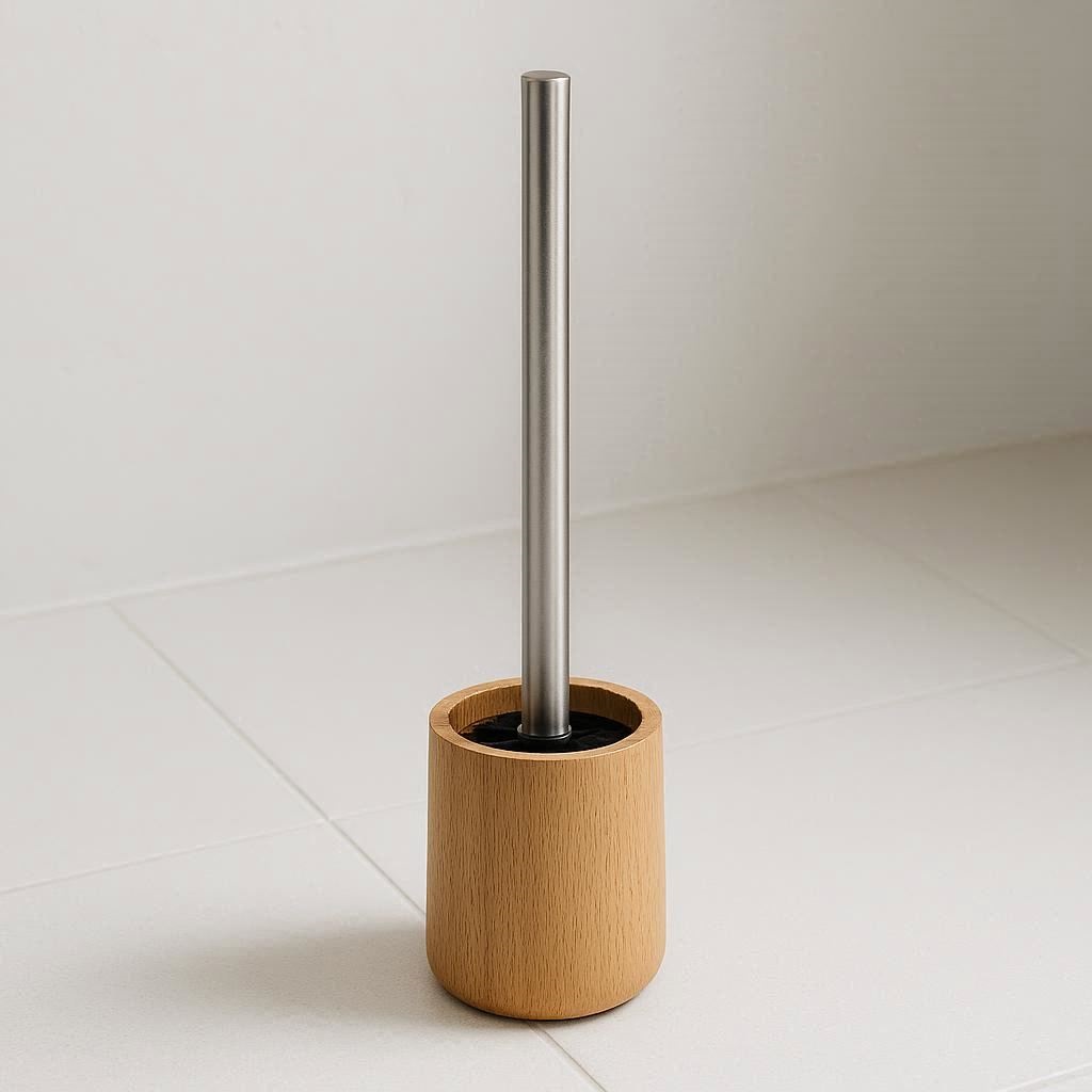 Nachhaltige Toilettenbürsten im Vergleich: Hygienische Modelle mit Silikon- oder Holzborsten und Edelstahlhalter für das moderne Bad.