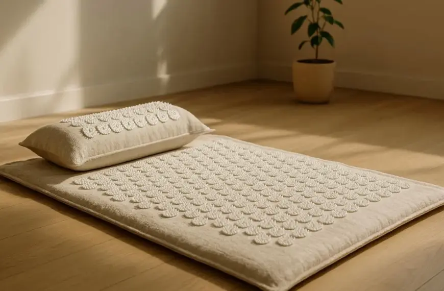 Nachhaltige Akupressurmatten aus Leinen und Kokosfaser im Vergleich für eine schadstofffreie Entspannung.