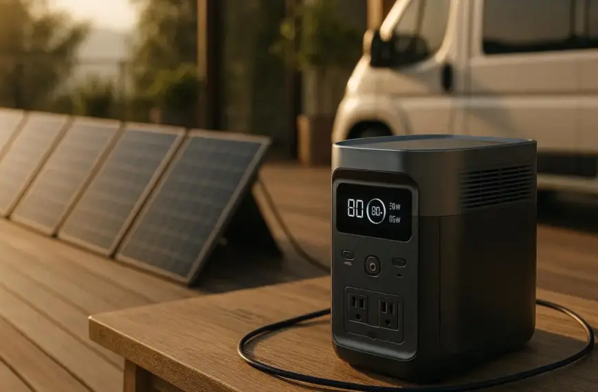 Nachhaltige Powerstationen im Vergleich: Eine moderne LiFePO4-Energiestation für autarke Stromversorgung.